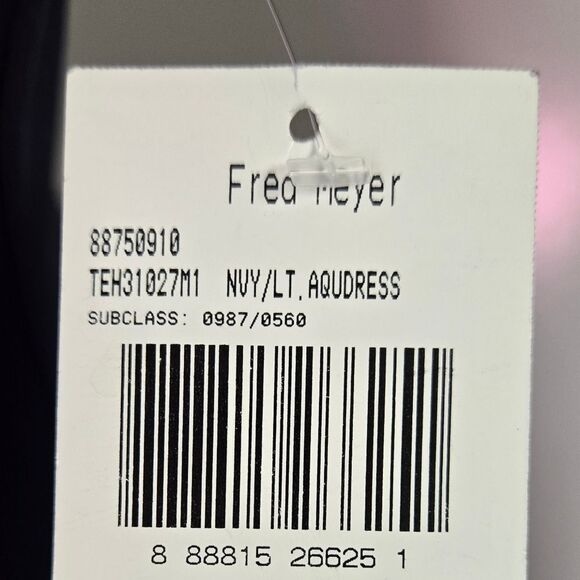 Connected Apparel Navy & Aqua Midi Dress w Front Lace Panel Sz 10 - Picture 8 of 9